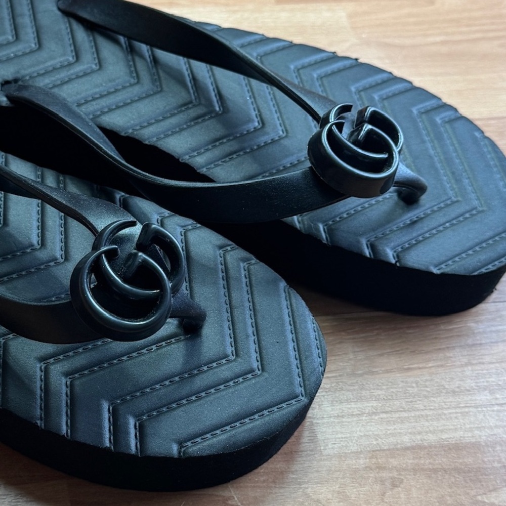 Black flip flops